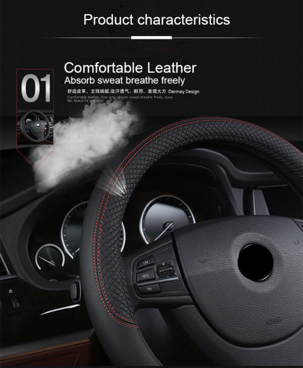 Universal Leather Car Steering Wheel Cover - Image 9